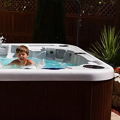 Modern hot tub installed on a patio
